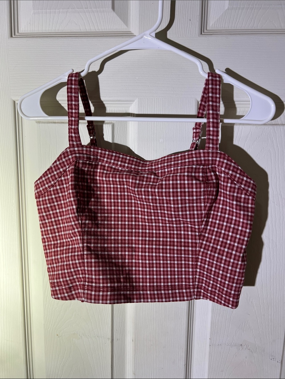 Hollister Red Plaid Cropped Tank with Adjustable Straps